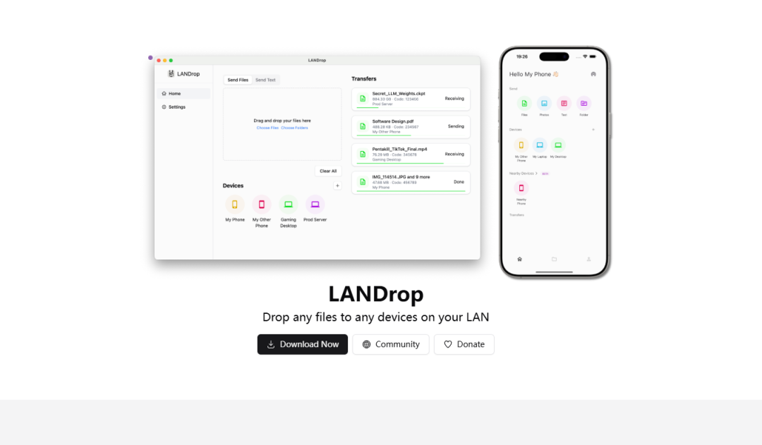 2025电脑手机局域网传输神器LANDrop（同WiFi一秒互传文件，无需数据线/微信/QQ）